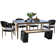 6 Pc. Marble Composite Dining Table With Wheat Wicker Chairs And Bench