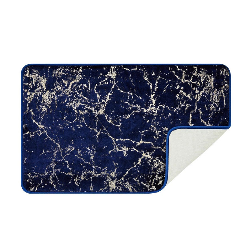Velvet Non-Slip Contour Mat, Navy