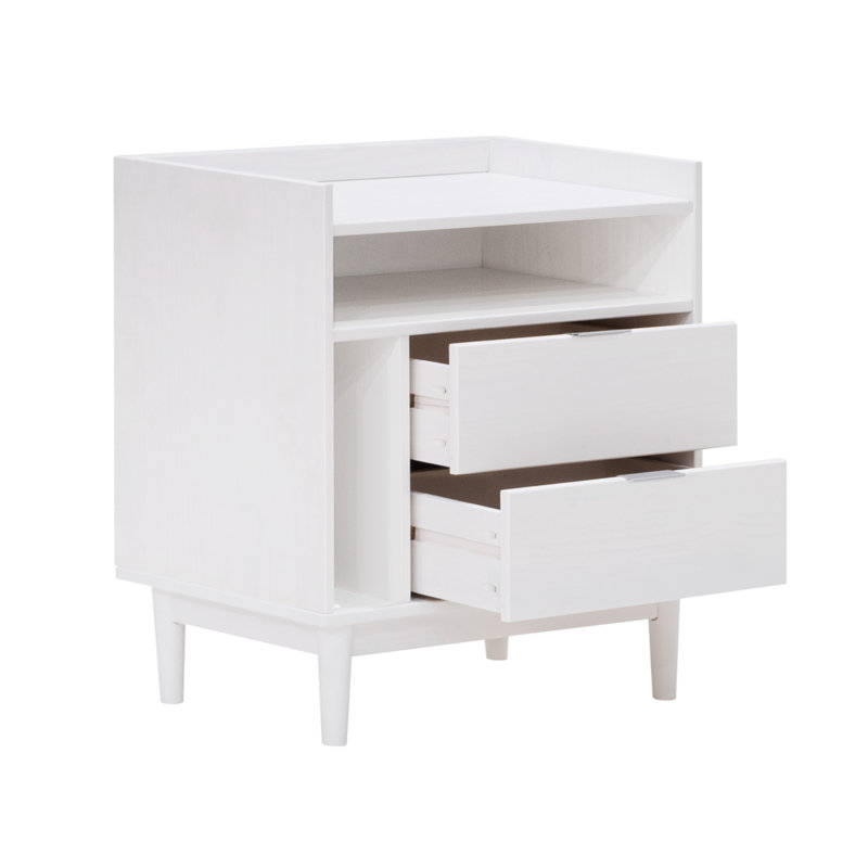 Table de chevet 2 tiroirs Gheorghe, Blanc