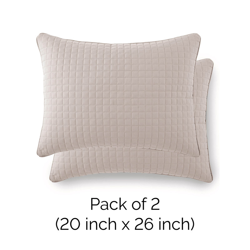Ensemble de 2 taies décoratives matelassées en microfibre à bordure carrée et à bords passepoilés Southano Fine Linens, lot de 2, 20 po x 26 po