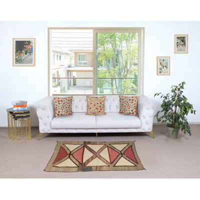 Tapis géométrique antique 2,9 x 4,7 pi Navajo, laine tissée à la main, couleurs naturelles, vers 1920-1940