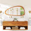 Miroir mural asymétrique en bois massif sculpté Boho L 48 po x l 24 po