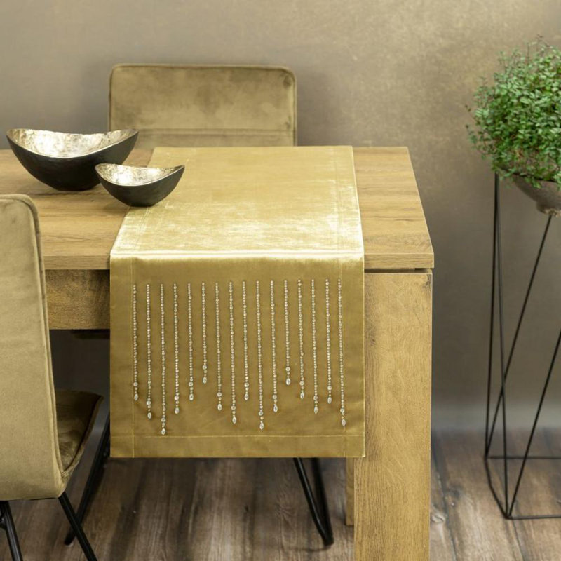 Solid Colour Tablecloth, 35cm W x 140cm L, Gold