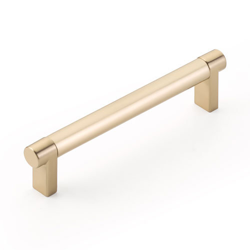 Emtek Select Cabinet Pull w/ Rectangular Stem & Smooth Bar, Satin Brass, 5" Center to Center