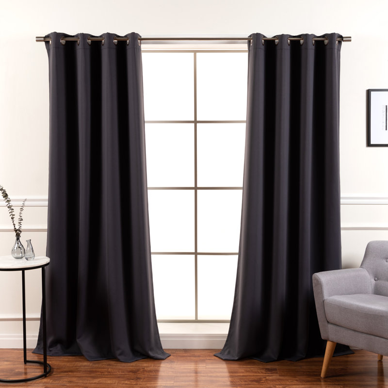 Adina Sevan Solid Thermal Grommet Curtain Panels, 52"W x 90"L, Dark Gray