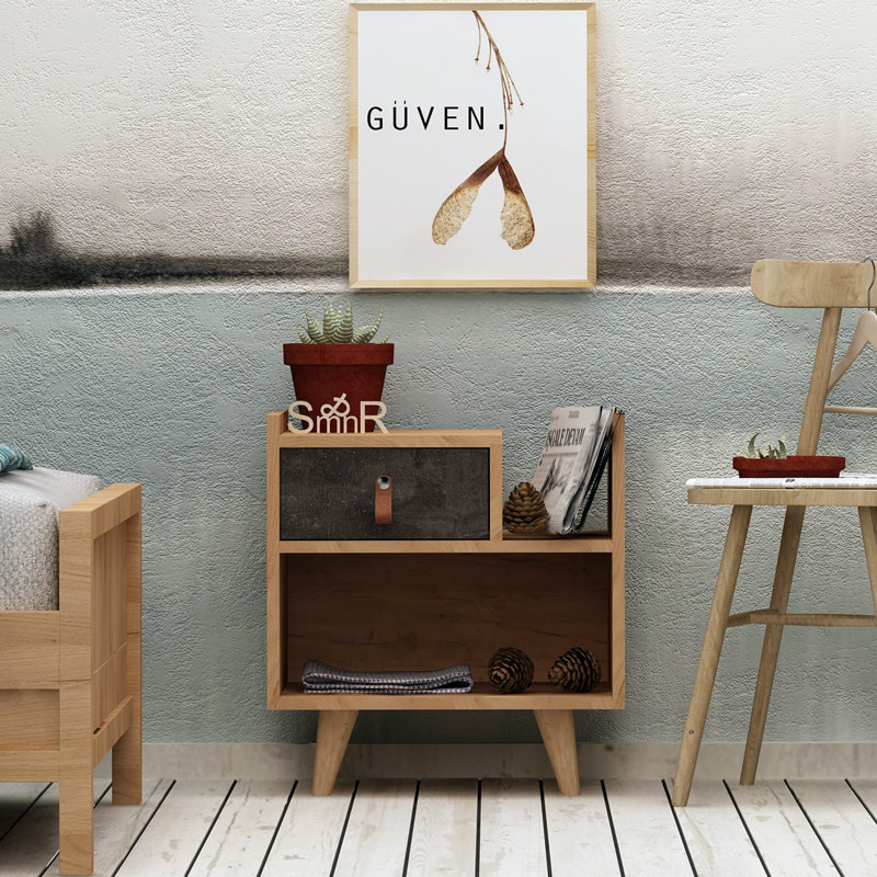 Heaven 50cm W Manufactured Wood Bedside Table