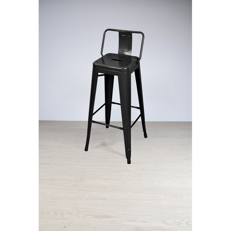 30'' Black Metal Low Back Indoor Bar Stool