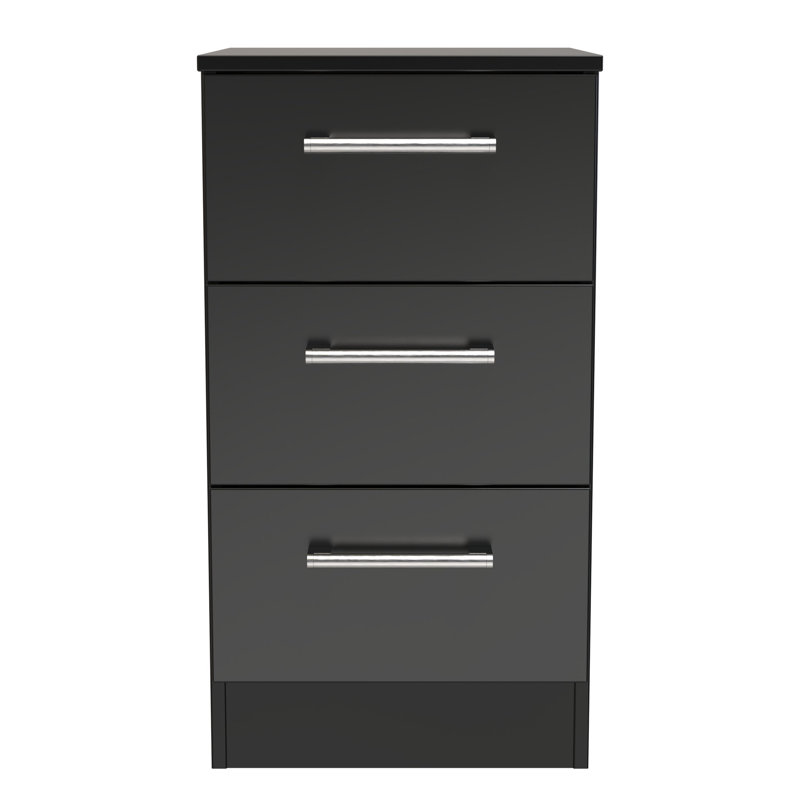 Beraud 37cm W Manufactured Wood Bedside Table, Black Matt
