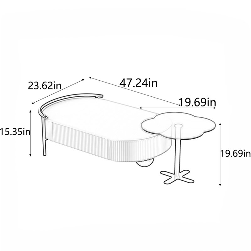 Table à thé multifonctionnelle Rock dalle