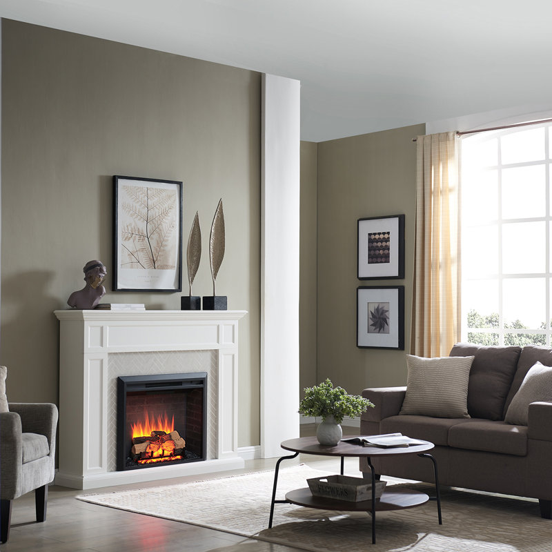 Wainfleet 35" W Electric Fireplace Insert with Adjustable Color Flames and Fire Cracking Sound