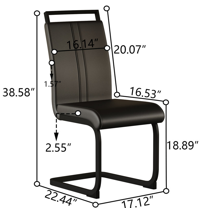 Table de salle à manger Black Tulip et 2 chaises rembourrées en métal d'unité centrale de 31,5 po pour la cuisine avec 4 personnes, base