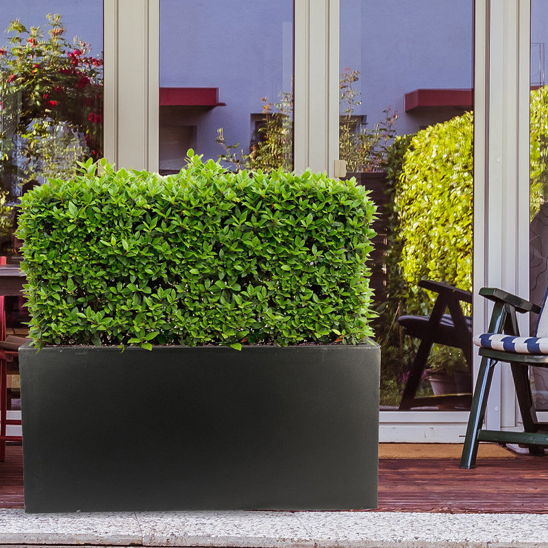 Frostproof, Concrete Effect Garden Planter Pot with Drainage Holes, Black, 37.5cm H x 80cm W x 37cm D