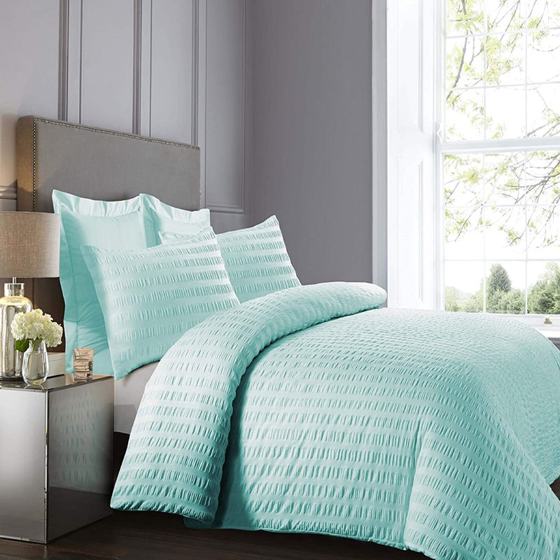 NightComfort Duck Egg Blue Cotton Rich Duvet Cover Set with Pillowcase, Kingsize - 2 Standard Pillowcases