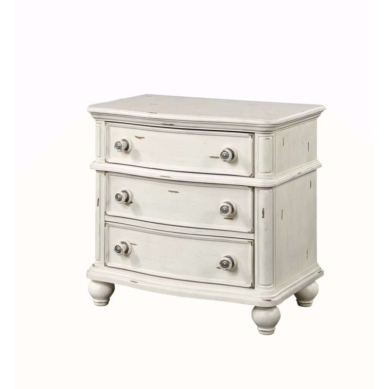 Table de chevet au fini blanc antique