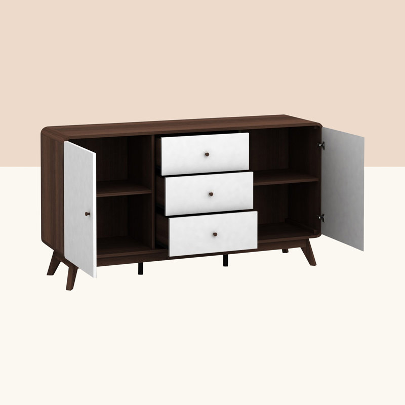 Justine 140Cm Wide 3 Drawer Sideboard, Walnut/White