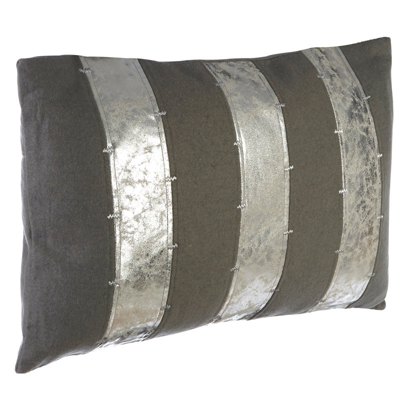 Bergman Striped Rectangular Throw Cushion With Filling, Grey/Silver