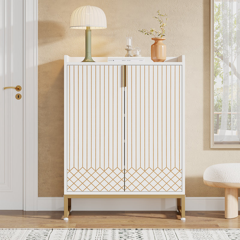 Armoire à chaussures à 5 niveaux avec portes, 20 à 25 paires, Blanc