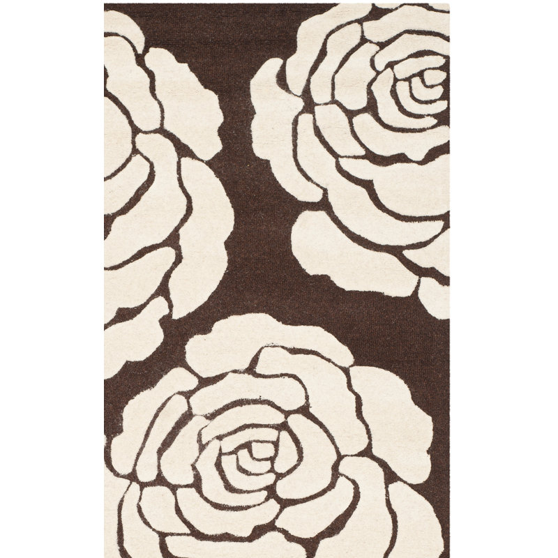 Tapis brun / ivoire en laine touffeté à la main Cannen, Rectangulaire 3 pi x 5 pi