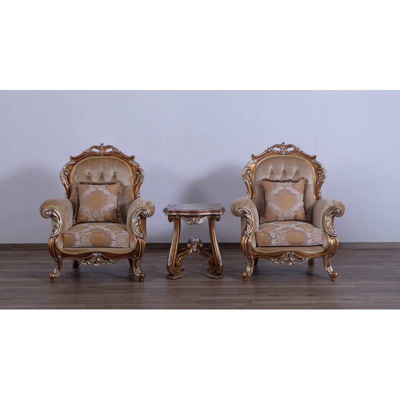 Tiziano Armchair, Light Brown/Damask