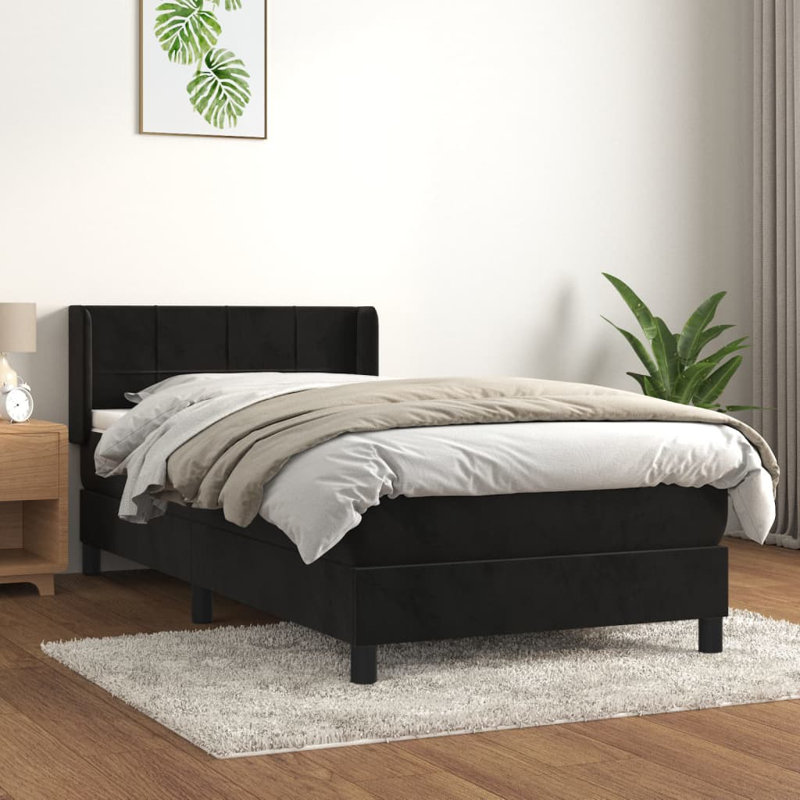 Lothar Single (3') Velvet Bed, 100 x 200 cm, Block with Squares, Dark Green