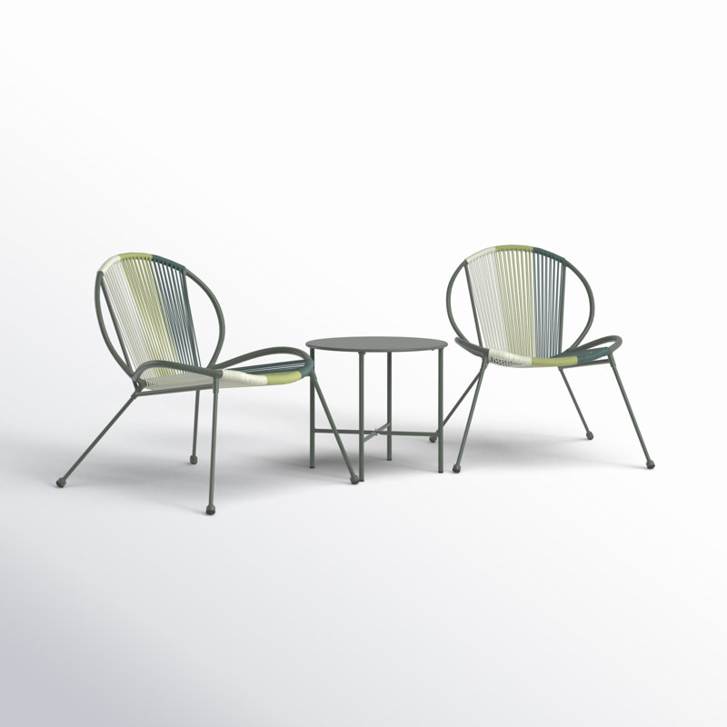 Ensemble de 3 cordes en rotin Halcott, Vert