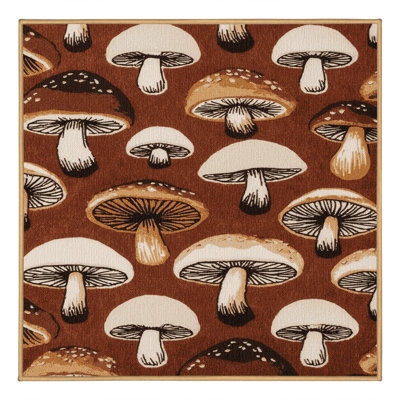 Washable Button Mushroom Vegetables Area Rug