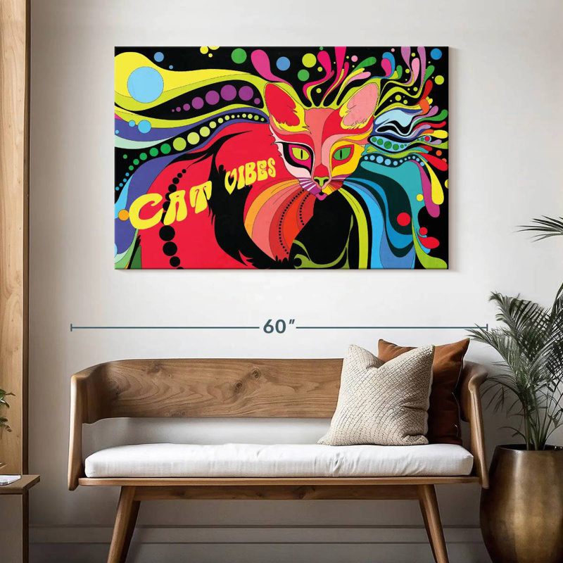Brampt Psychedelic Cat Vibes, 32" H x 48" W