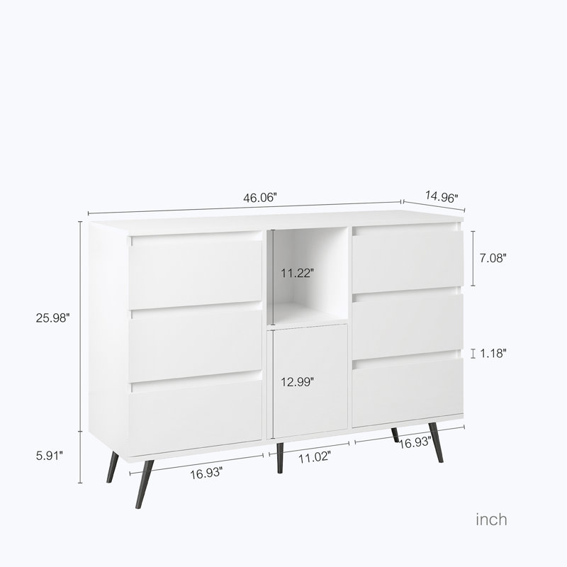 Hulbard 46.18 Modern Sideboard with lights Sideboards And Buffets Buffet Cabinet Buffet Table, White