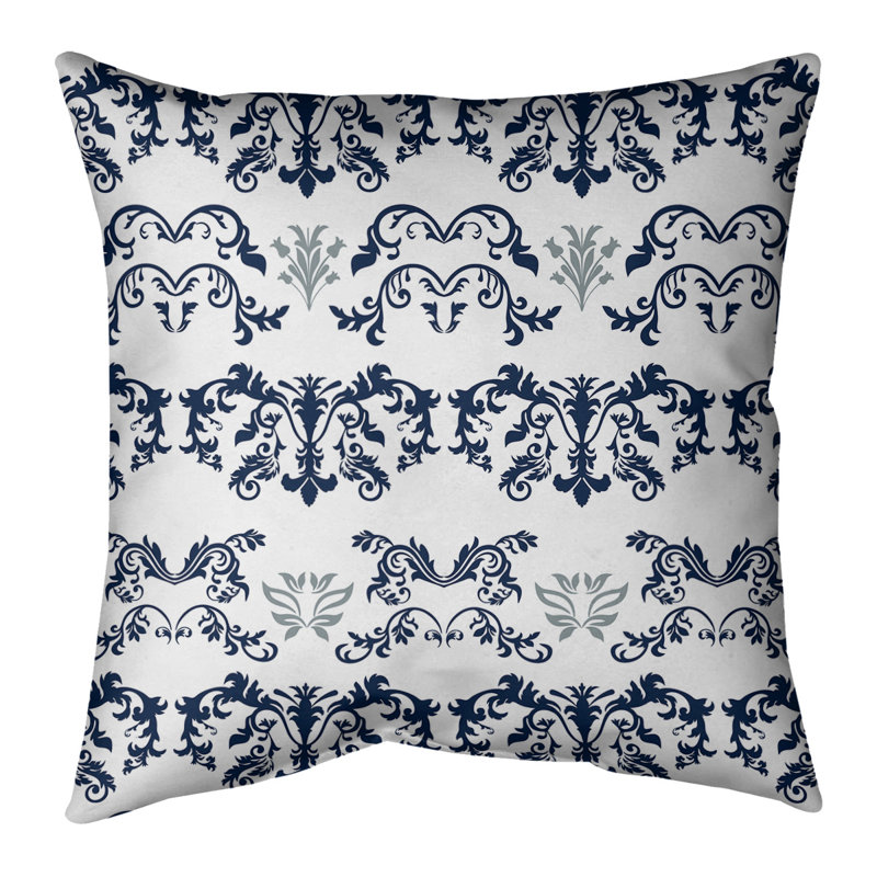 Housse de coussin ArtVerse, Blanc / bleu marine / gris, 20 po X 20 po, Polyester sergé