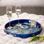 Akasya 2 piece Glass Decoration Tray for Living Room Decor, Agate Design Round Plastic Serving Tray-1756639580