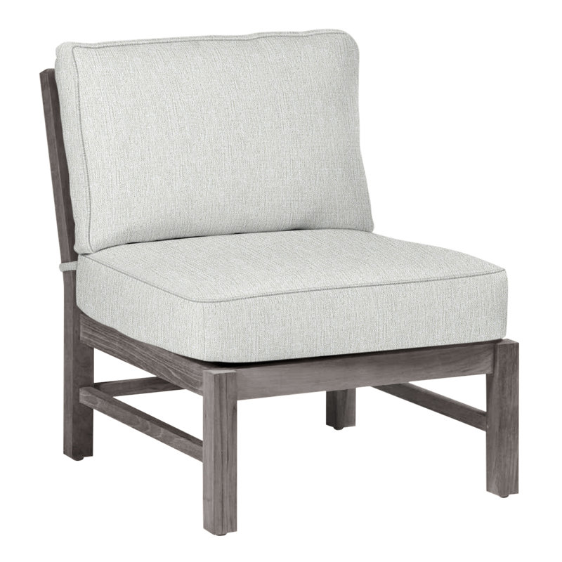 Club Teak Sectional Slipper Chair - Oyster, Oyster Teak, Welt, Bali Pearl