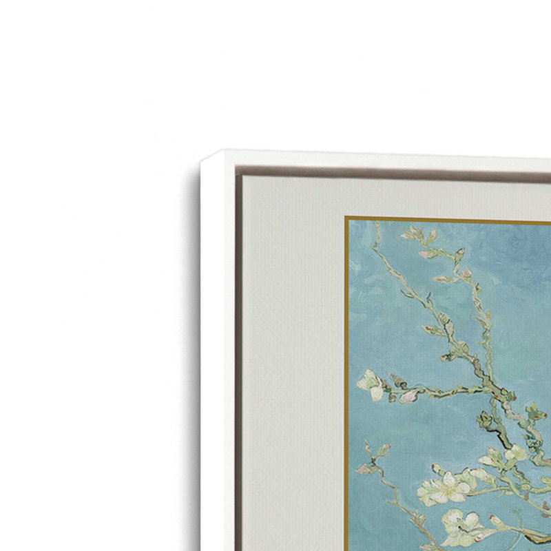 Fleur d'amandier de Van Gogh, H 24,75 po x l 36,75 po, Cadre flottant blanc opaque