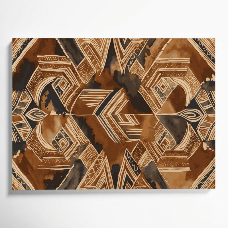 Toile hawaïenne tapa brune, art mural, H 12 po x l 18 po