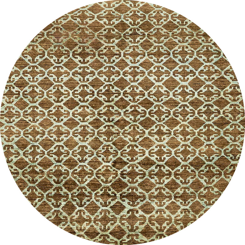 Tapis abstrait blanc / brun, Rond 8 pi
