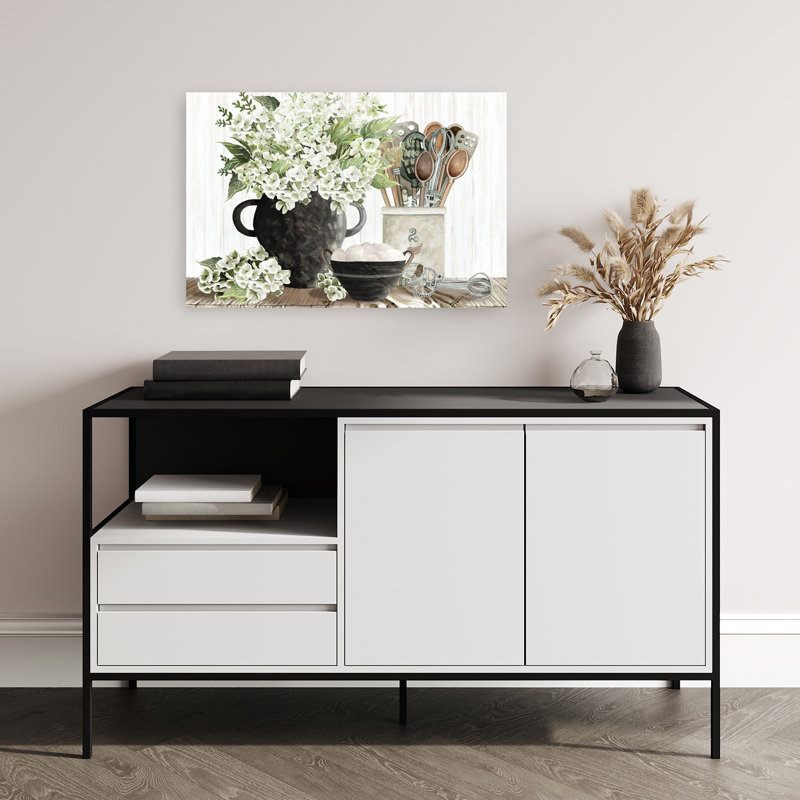 Art mural hortensia abstrait rustique moderne, 16" H x 24" W