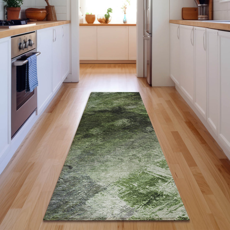Tapis vert Cerrito AMF590 lavable à la machine de qualité supérieure, Tapis de couloir 2 pi 3 po x 7 pi 6 po