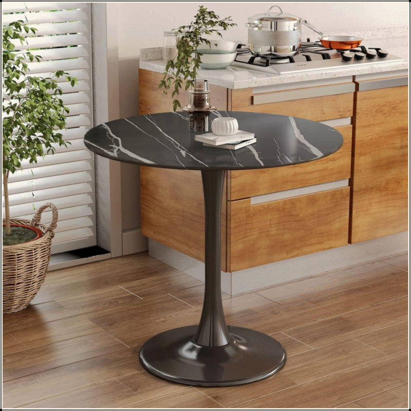 Round Table, Modern Dining Table, Dining Table, MDF Top And Steel Base Tulip Round Kitchen Table, Kitchen Table, Mid Century Coffee Table For Living Room 24 Inch,Oval Dining Table(