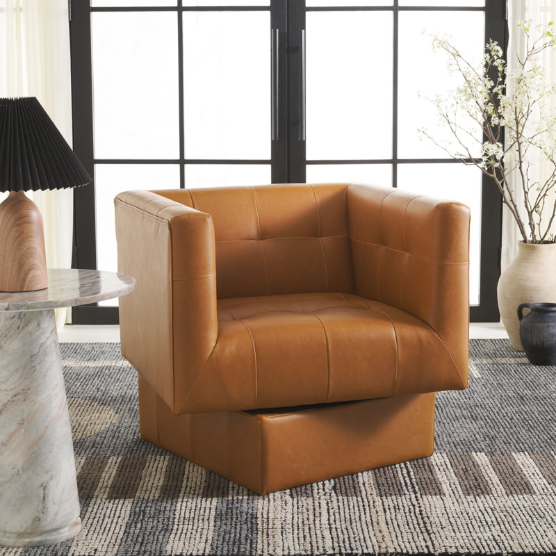 Fauteuil pivotant capitonné de 31,9 po de largeur Tayven
