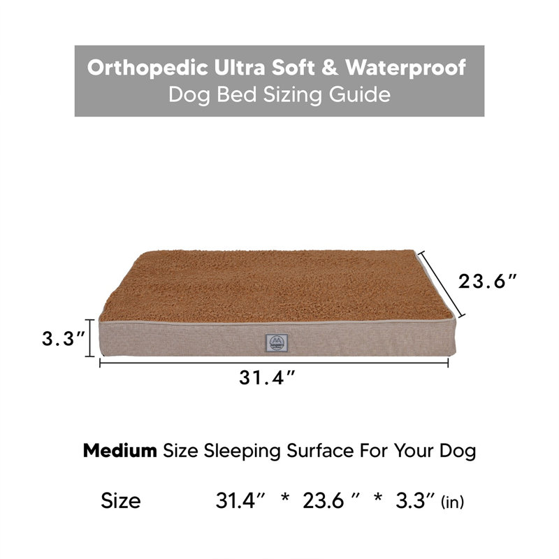 Jungolica Orthopedic Pet Bed, 80cm H x 60cm W x 8cm D, Brown
