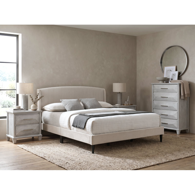 Clarence Contemporary 4 Pieces Bedroom Set, 4 Pcs: Bed, Chest, 2 Nightstands, King