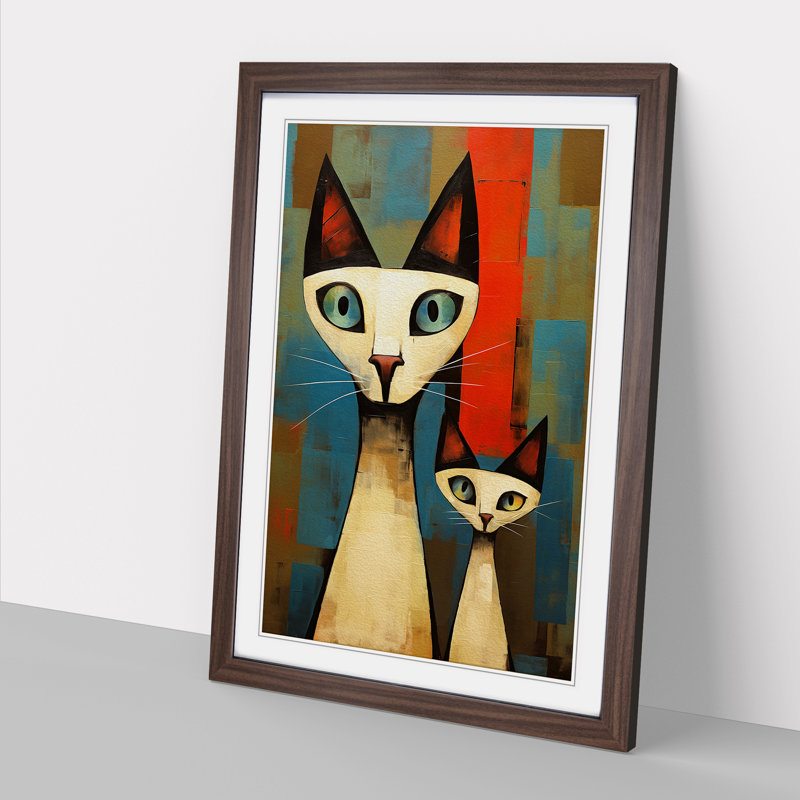 Siamese Cat Dadaism Art - Framed Print, Walnut, 34cm H x 25cm W x 2cm D