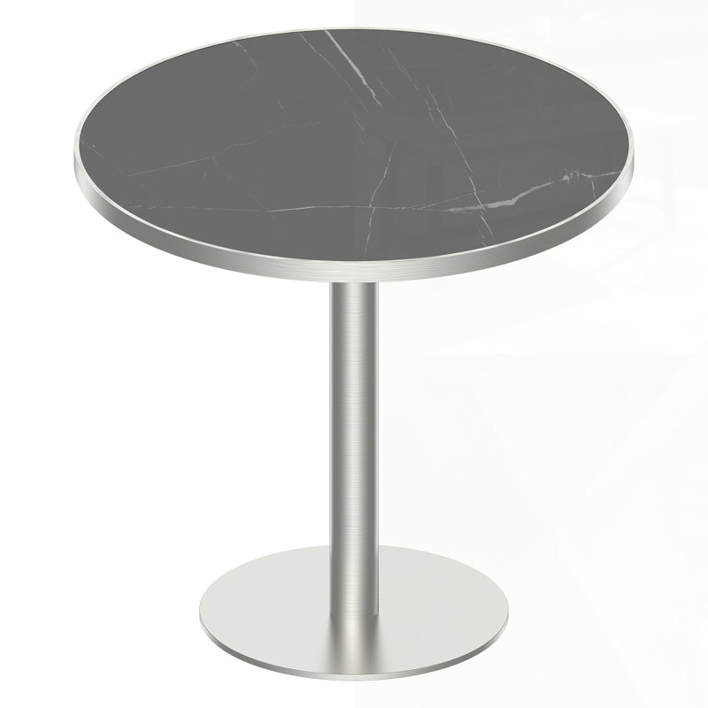 Table de salle à manger ronde et bistro moderne avec plateau en faux marbre, assemblage facile, structure en métal robuste