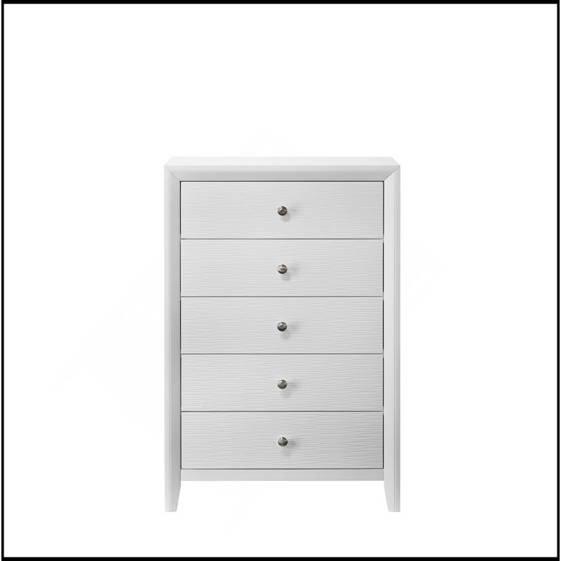 Commode 5 tiroirs 1Pc, Blanc