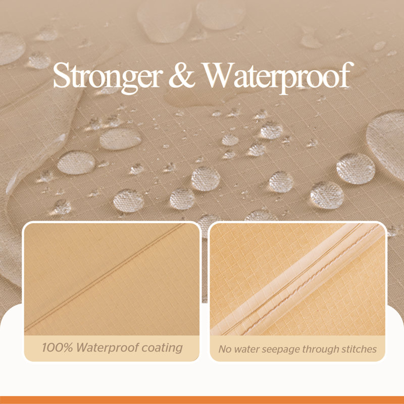 Beige Waterproof Rectangular Outdoor Furniture Cover with Drawstring