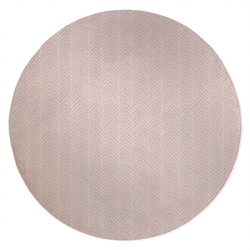 Chevron Block Non-Slip Outdoor Rug, Round 5'