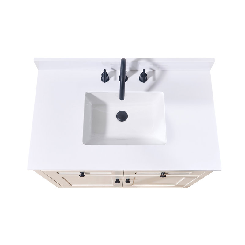 37-Inch Snow White Composite Stone Vanity Top with Sink