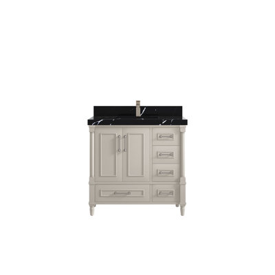 Aberdeen X P 22 po Meuble-lavabo central D Quartz noir Calacatta