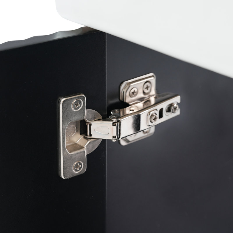 Meuble-lavabo flottant simple 21,6 po avec dessus Lynice, Noir, Doré