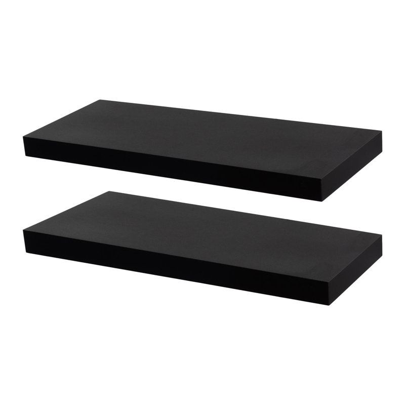 Harbour Housewares - Modern Floating Wall Shelves, 4cm H x 60cm W x 23.5cm D, Black