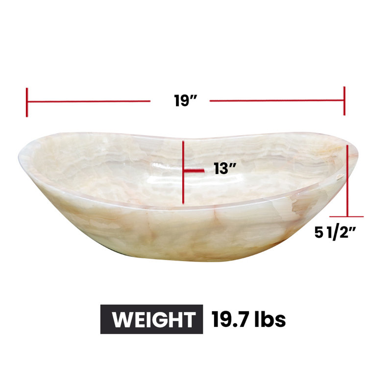 Lavabo de salle de bain onyx en marbre fait à la main, 19 po, vasque ovale, onyx perle